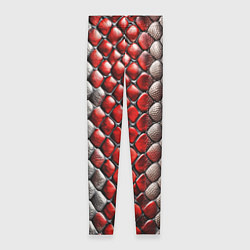 Леггинсы женские Змеиная объемная текстурная красная шкура, цвет: 3D-принт