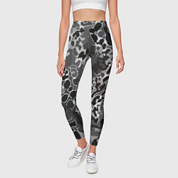 Леггинсы женские Чёрно-серый абстракция, цвет: 3D-принт — фото 2