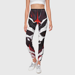 Леггинсы женские Абстрактный белый череп и красные полосы, цвет: 3D-принт — фото 2