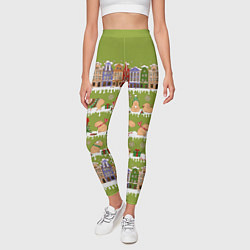 Леггинсы женские Много капибар семьей на Новый год и Рождество, цвет: 3D-принт — фото 2