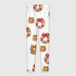 Леггинсы женские Много новогодних пончиков и подарков с бантиком и, цвет: 3D-принт