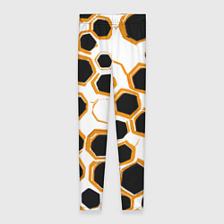 Леггинсы женские Чёрно-жёлтые шестиугольники на белом фоне, цвет: 3D-принт
