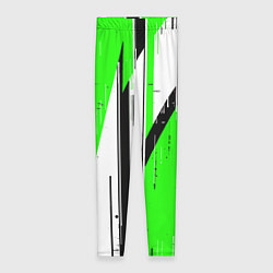 Женские легинсы Black and white vertical stripes on a green backgr