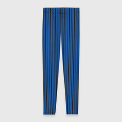 Леггинсы женские Кобальтовый синий в тонкую чёрную полосу, цвет: 3D-принт
