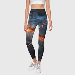 Леггинсы женские Черная треснутая плита - текстура, цвет: 3D-принт — фото 2