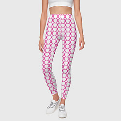 Леггинсы женские Контурный паттерн соединённые сердца, цвет: 3D-принт — фото 2