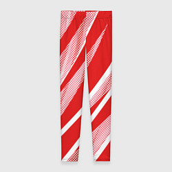 Леггинсы женские Красно-белый абстракция с полосами, цвет: 3D-принт