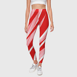 Леггинсы женские Красно-белый абстракция с полосами, цвет: 3D-принт — фото 2