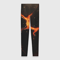 Леггинсы женские Оранжевый разлом на черной текстуре, цвет: 3D-принт