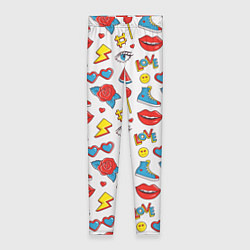Леггинсы женские Паттерн с яркими молодежными стикерами, цвет: 3D-принт