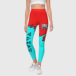Леггинсы женские Ведьмак краски логотип, цвет: 3D-принт — фото 2