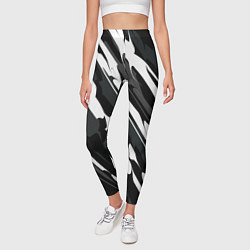 Леггинсы женские Разводы белым на черном, цвет: 3D-принт — фото 2