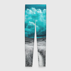 Леггинсы женские Монохромное поле и сине-зеленое небо - природный п, цвет: 3D-принт