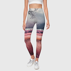 Леггинсы женские Поле и деревья пейзаж - инфракрасный стиль, цвет: 3D-принт — фото 2