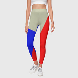 Леггинсы женские Серо-сине-красный трёхцветный, цвет: 3D-принт — фото 2