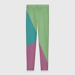 Леггинсы женские Сине-зелёно-розовый тёмный трёхцветный, цвет: 3D-принт