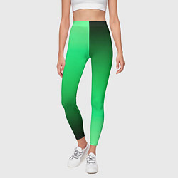 Леггинсы женские Чёрно-зелёный градиент пополам, цвет: 3D-принт — фото 2
