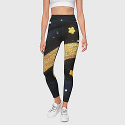 Леггинсы женские Золотые волны текстура, цвет: 3D-принт — фото 2