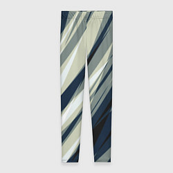 Леггинсы женские Синий с оливковым диагональные полосы, цвет: 3D-принт