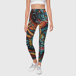 Леггинсы женские Татуировка дракона ирезуми, цвет: 3D-принт — фото 2