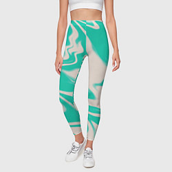 Леггинсы женские Color white turquoise, цвет: 3D-принт — фото 2