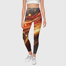 Леггинсы женские Красно-золотая текстура на черном, цвет: 3D-принт — фото 2
