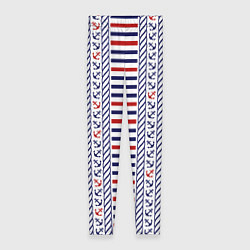 Леггинсы женские Полосатый морской орнамент с якорями, цвет: 3D-принт