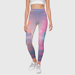Леггинсы женские Город в розовом тумане, цвет: 3D-принт — фото 2
