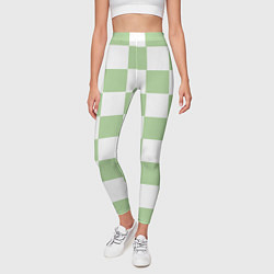 Леггинсы женские Квадраты зелёные, цвет: 3D-принт — фото 2