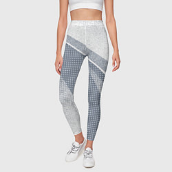 Леггинсы женские Светлый серо-голубой текстурированный с полосой, цвет: 3D-принт — фото 2