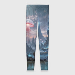 Леггинсы женские Фантастический мир с медузами и озеро у гор, цвет: 3D-принт