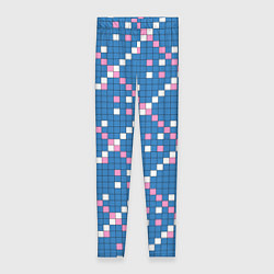 Женские легинсы Синяя розовая с белым плитка