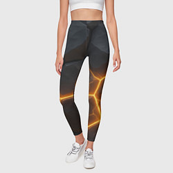 Леггинсы женские Черные плиты с оранжевой молнией, цвет: 3D-принт — фото 2