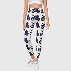 Леггинсы женские Motorcycle purple gloss, цвет: 3D-принт — фото 2