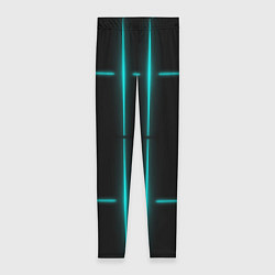 Женские легинсы Neon black light blue line