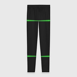 Женские легинсы Color black green orange lines