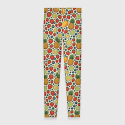Леггинсы женские Фрукты и ягоды в паттерне, цвет: 3D-принт