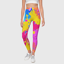 Леггинсы женские Яркие пятна акриловой краски на стене, цвет: 3D-принт — фото 2