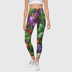 Леггинсы женские Микс: овощи фрукты зелень - паттерн, цвет: 3D-принт — фото 2