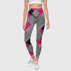 Леггинсы женские Красно черная абстрактная геометрия пэчворк, цвет: 3D-принт — фото 2