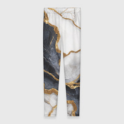 Женские легинсы Мрамор белый и черный с золотом