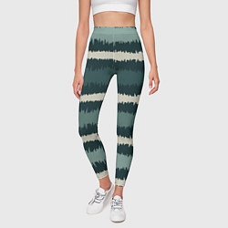 Леггинсы женские Полосы зигзагообразные зеленые, цвет: 3D-принт — фото 2