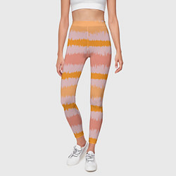 Леггинсы женские Полосы зигзагообразные оранжево-розовые, цвет: 3D-принт — фото 2