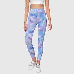 Леггинсы женские Узор из голубых и сиреневых перьев, цвет: 3D-принт — фото 2