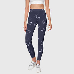 Леггинсы женские Цветочный узор синий, цвет: 3D-принт — фото 2