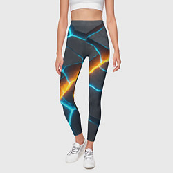 Леггинсы женские Оранжевая лава из синих неоновых плит, цвет: 3D-принт — фото 2