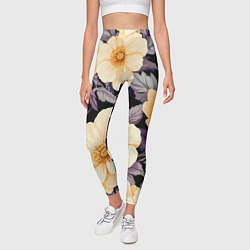 Леггинсы женские Крупные жёлтые цветы, цвет: 3D-принт — фото 2