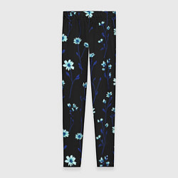 Леггинсы женские Паттерн с маленькими синими цветами, цвет: 3D-принт