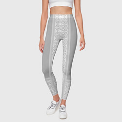 Леггинсы женские Славянский узор на сером - вышиванка рубаха, цвет: 3D-принт — фото 2