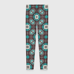 Леггинсы женские Узорчатый бирюзово-коричневый паттерн, цвет: 3D-принт